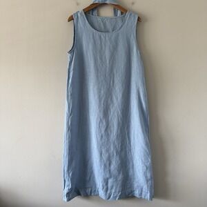 Len Ok Linen Midi Dress Small Belt Minimalist Beach Normcore Simple Basic Artsy